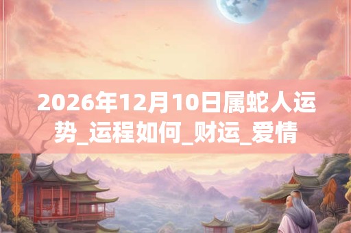2026年12月10日属蛇人运势_运程如何_财运_爱情