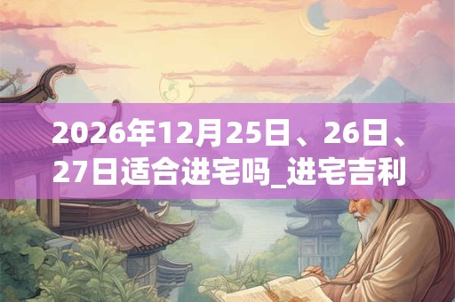 2026年12月25日、26日、27日适合进宅吗_进宅吉利吗