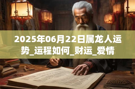 2025年06月22日属龙人运势_运程如何_财运_爱情