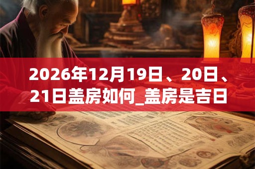 2026年12月19日、20日、21日盖房如何_盖房是吉日吗