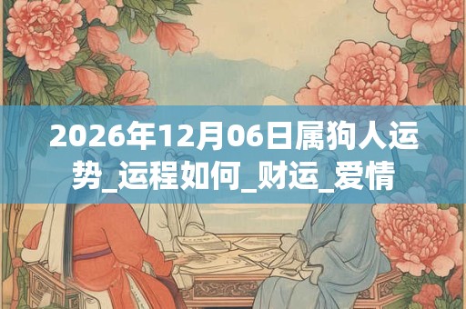 2026年12月06日属狗人运势_运程如何_财运_爱情