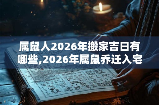 属鼠人2026年搬家吉日有哪些,2026年属鼠乔迁入宅的黄道吉日