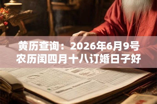 黄历查询：2026年6月9号农历闰四月十八订婚日子好吗