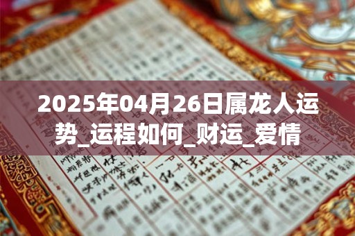 2025年04月26日属龙人运势_运程如何_财运_爱情 2025年04月26日属龙人运势_运程如何_财运_爱情