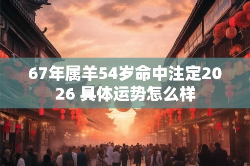 67年属羊54岁命中注定2026 具体运势怎么样