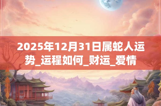 2025年12月31日属蛇人运势_运程如何_财运_爱情