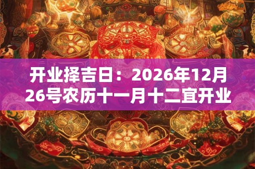 开业择吉日：2026年12月26号农历十一月十二宜开业吗