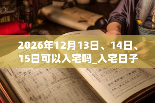 2026年12月13日、14日、15日可以入宅吗_入宅日子好吗