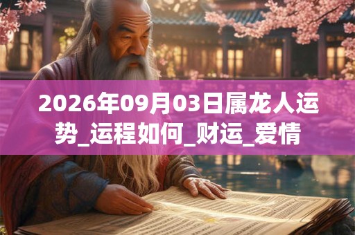 2026年09月03日属龙人运势_运程如何_财运_爱情
