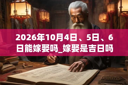 2026年10月4日、5日、6日能嫁娶吗_嫁娶是吉日吗